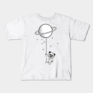 little astronaut panda bear with Saturn balloon Kids T-Shirt